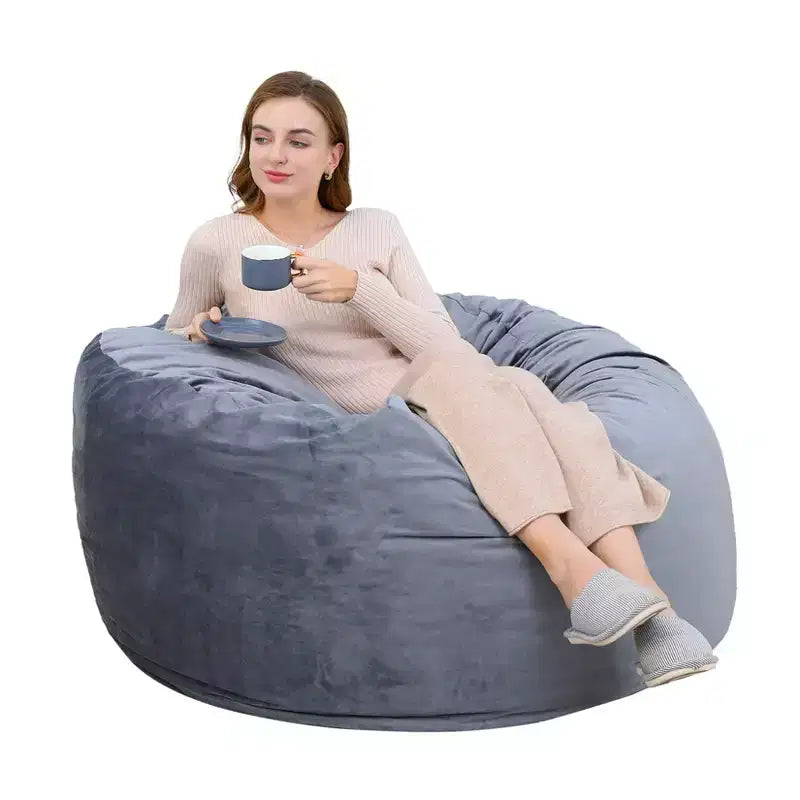 Pouf Géant Rond pour Adolescents et Adultes avec Rembourrage en Mousse, Fauteuil de Salon, Canapé Paresseux en Velours