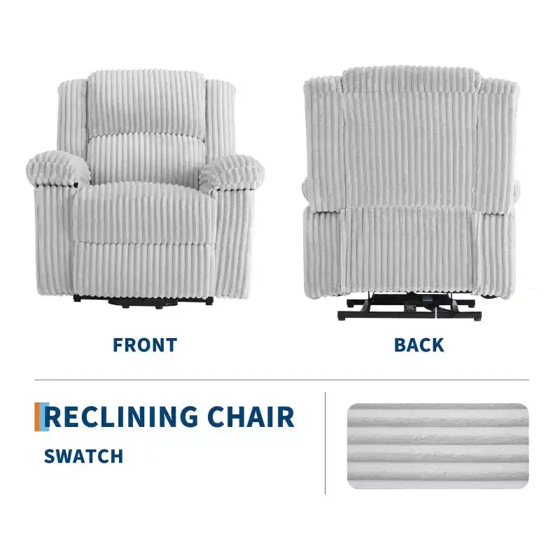 Corduroy Recliner Chair, Manual Recliner Sofa with Handle, Pillow Top Arms, Thick Padding, Side Pocket, Living Room, Bedroom, Home Theater, Dark Gray