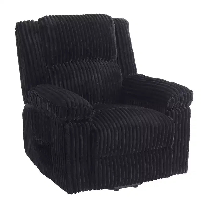 Corduroy Recliner Chair, Manual Recliner Sofa with Handle, Pillow Top Arms, Thick Padding, Side Pocket, Living Room, Bedroom, Home Theater, Dark Gray