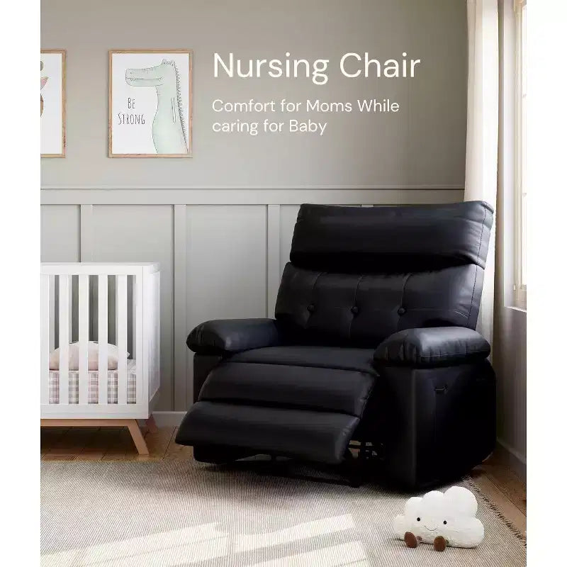 Oversized Wide Recliner Chair - PU Leather Large Manual Recliner for Adults,1.5X Sponge Filling and Easy Recline Mechanism for Relaxation