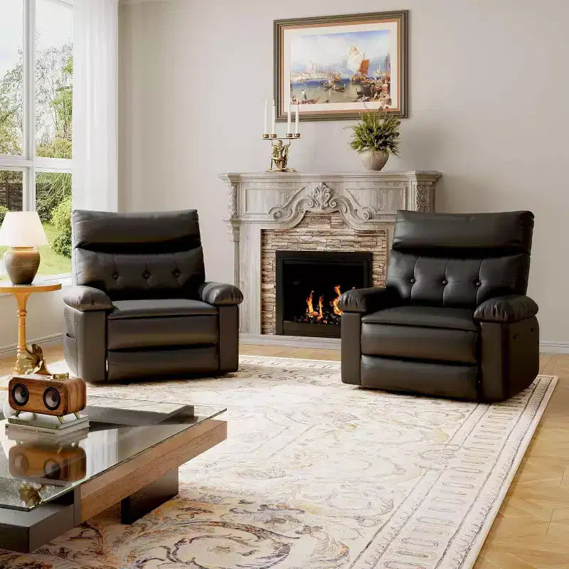 Oversized Wide Recliner Chair - PU Leather Large Manual Recliner for Adults,1.5X Sponge Filling and Easy Recline Mechanism for Relaxation
