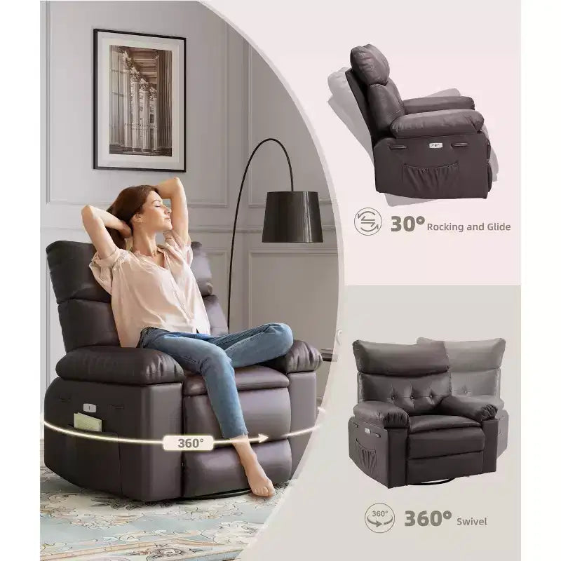 Oversized Wide Recliner Chair - PU Leather Large Manual Recliner for Adults,1.5X Sponge Filling and Easy Recline Mechanism for Relaxation