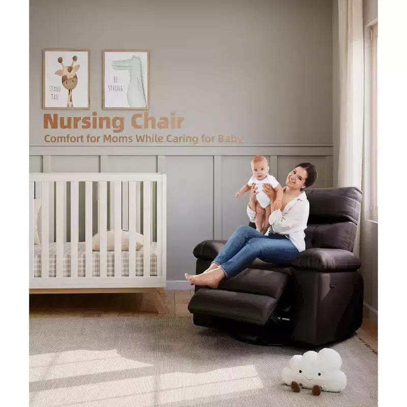 Oversized Wide Recliner Chair - PU Leather Large Manual Recliner for Adults,1.5X Sponge Filling and Easy Recline Mechanism for Relaxation