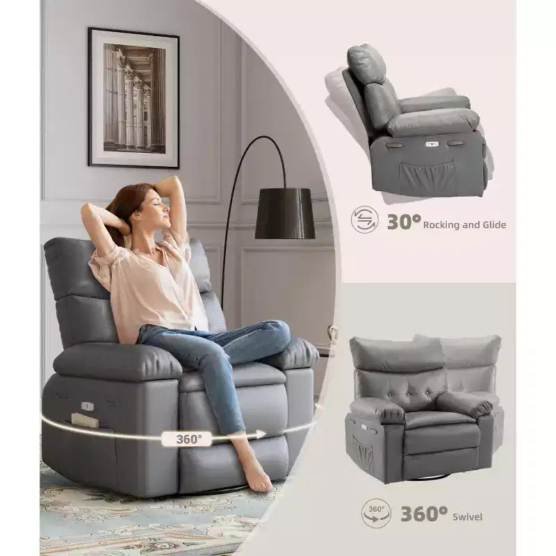 Oversized Wide Recliner Chair - PU Leather Large Manual Recliner for Adults,1.5X Sponge Filling and Easy Recline Mechanism for Relaxation