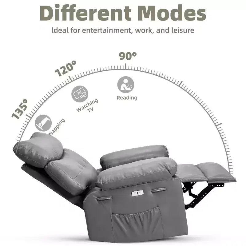 Oversized Wide Recliner Chair - PU Leather Large Manual Recliner for Adults,1.5X Sponge Filling and Easy Recline Mechanism for Relaxation