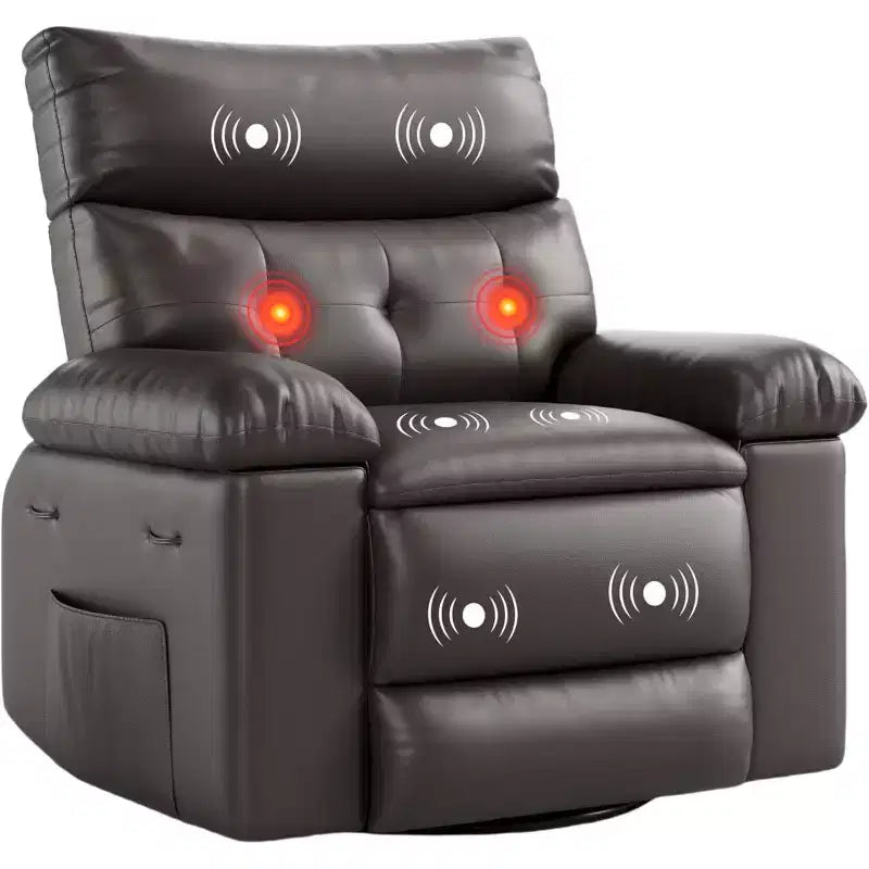 Oversized Wide Recliner Chair - Heat and Massage, PU Leather Extra Wide Manual Recliner for Adults, Large Lazy Chair with 1.5X Sponge Comfort Arm