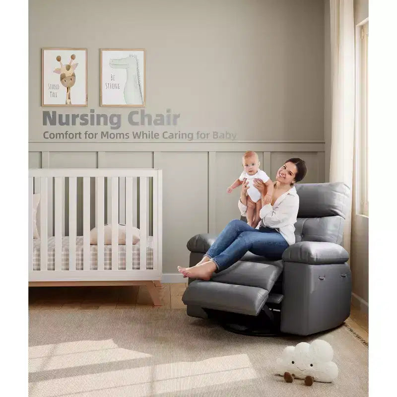 Oversized Wide Recliner Chair - Heat and Massage, PU Leather Extra Wide Manual Recliner for Adults, Large Lazy Chair with 1.5X Sponge Comfort Arm