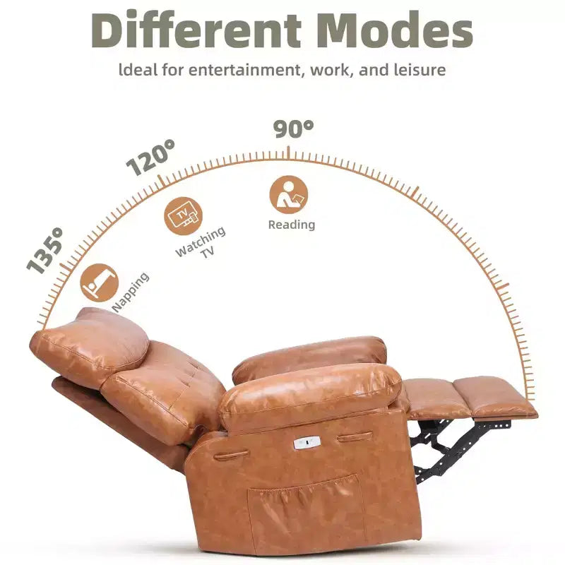 Oversized Wide Recliner Chair - Heat and Massage, PU Leather Extra Wide Manual Recliner for Adults, Large Lazy Chair with 1.5X Sponge Comfort Arm