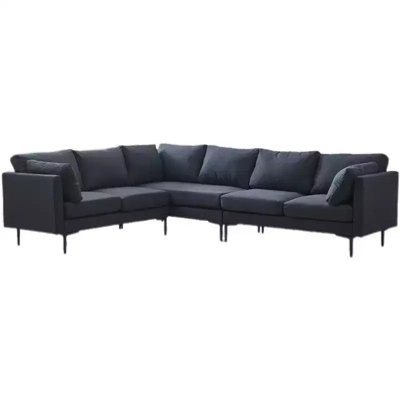 Homy Casa 106 L-Shaped Sectional Sofa, 6-Seat Modern Linen Fabric Couch with Metal Legs and 2 Pillows, Corner Living Room Seating, Dark Gray