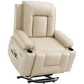 Power Lift Recliner Chair with Heat & Massage, Electric Adjustable PU Leather Recliner for Elderly, Remote Control, Side Pocket, Comfortable Support