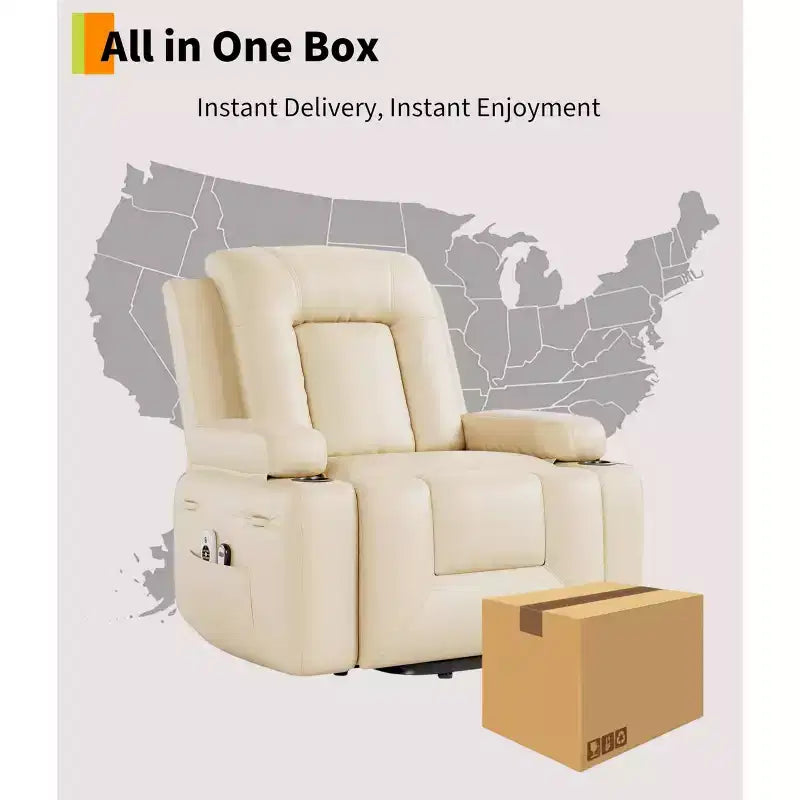Power Lift Recliner Chair with Heat & Massage, Electric Adjustable PU Leather Recliner for Elderly, Remote Control, Side Pocket, Comfortable Support