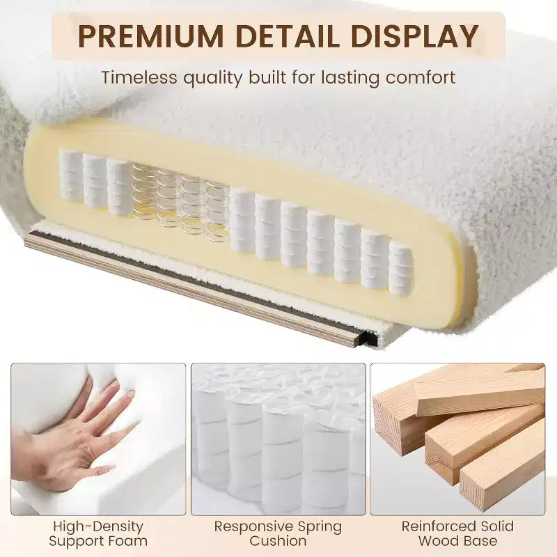 Modern Decorative Chair, Metal Frame and Wooden Armrests, Soft-padded Reading Chair for Bedrooms and Living Rooms, Ergonomic, White Single