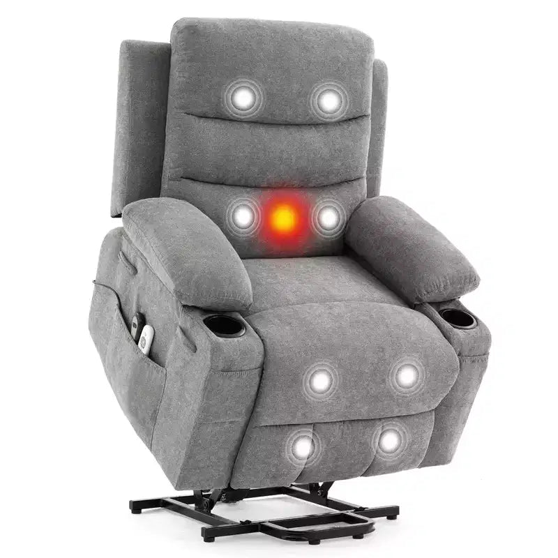 Sillón reclinable eléctrico Power Lift, reclinables eléctricos de gran tamaño para personas mayores con calor y masaje, portavasos, bolsillo lateral, asiento de sofá individual para sala de estar