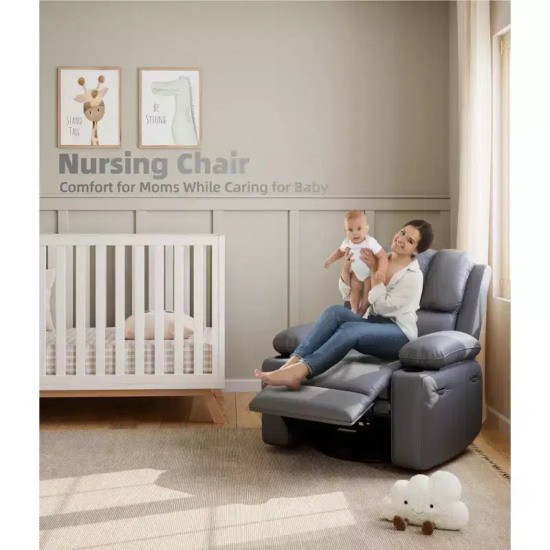 Oversized Recliner Chairs with Heat and Massage - Lazy Recliner Chair for Adults- Manual Single Sofa with Cup Holder for Living Rooms, Bedrooms