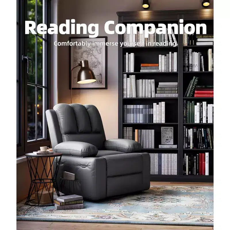 Oversized Recliner Chairs with Heat and Massage - Lazy Recliner Chair for Adults- Manual Single Sofa with Cup Holder for Living Rooms, Bedrooms