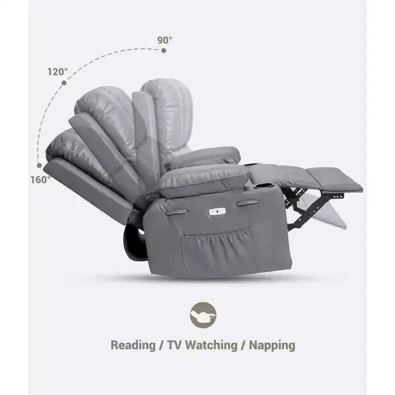 Oversized Recliner Chairs with Heat and Massage - Lazy Recliner Chair for Adults- Manual Single Sofa with Cup Holder for Living Rooms, Bedrooms
