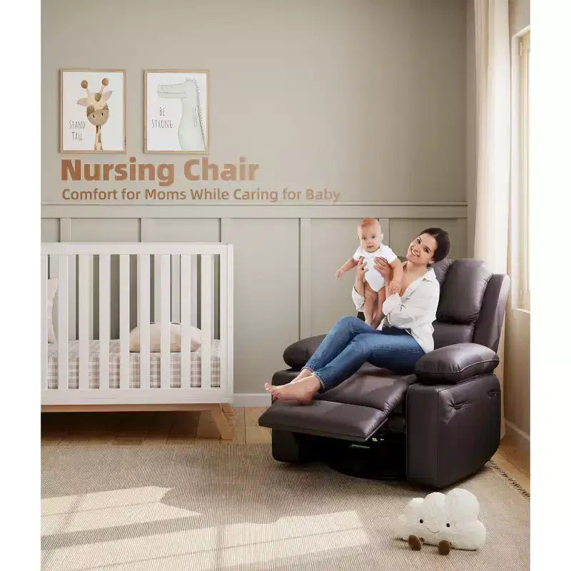 Oversized Recliner Chairs with Heat and Massage - Lazy Recliner Chair for Adults- Manual Single Sofa with Cup Holder for Living Rooms, Bedrooms