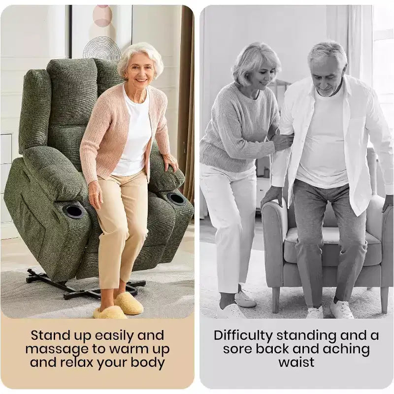 Oversized Power Lift Recliner Chair for Elderly,135Adjustable Lay Flat Lift Chair Electric Recliner Chairs with Massage and Heat, 2 Cup Holders