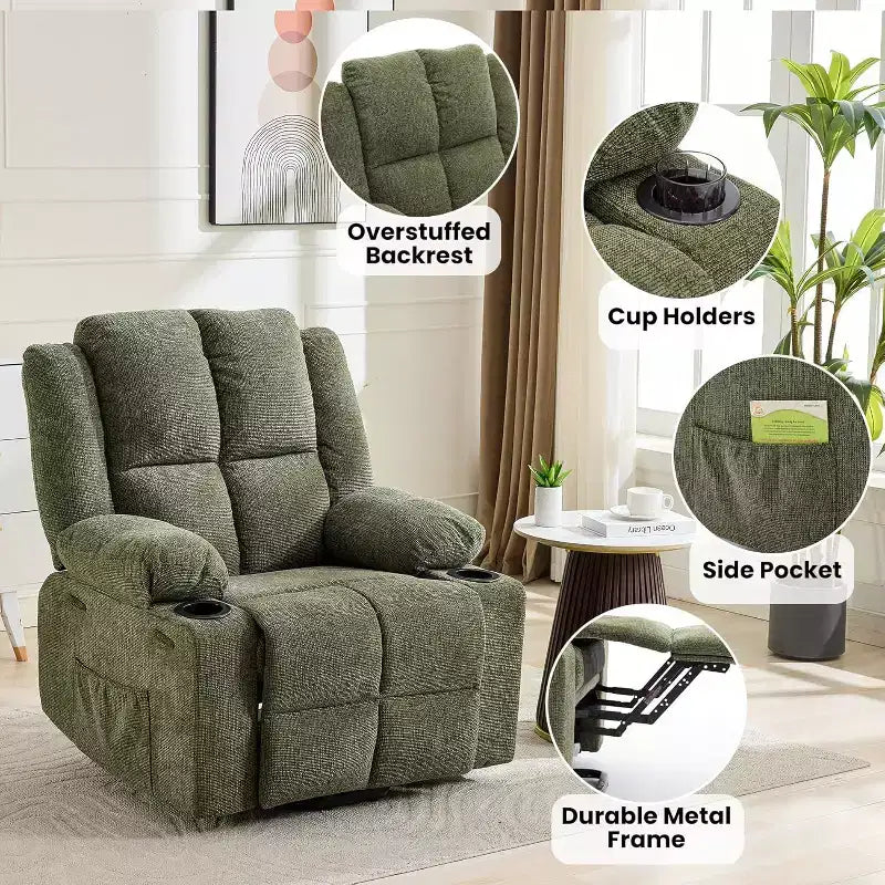 Oversized Power Lift Recliner Chair for Elderly,135Adjustable Lay Flat Lift Chair Electric Recliner Chairs with Massage and Heat, 2 Cup Holders