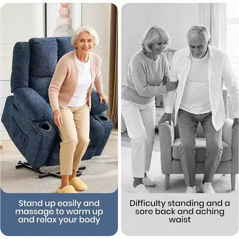 Oversized Power Lift Recliner Chair for Elderly,135Adjustable Lay Flat Lift Chair Electric Recliner Chairs with Massage and Heat, 2 Cup Holders
