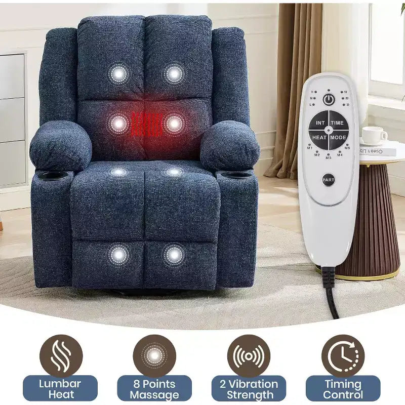 Oversized Power Lift Recliner Chair for Elderly,135Adjustable Lay Flat Lift Chair Electric Recliner Chairs with Massage and Heat, 2 Cup Holders