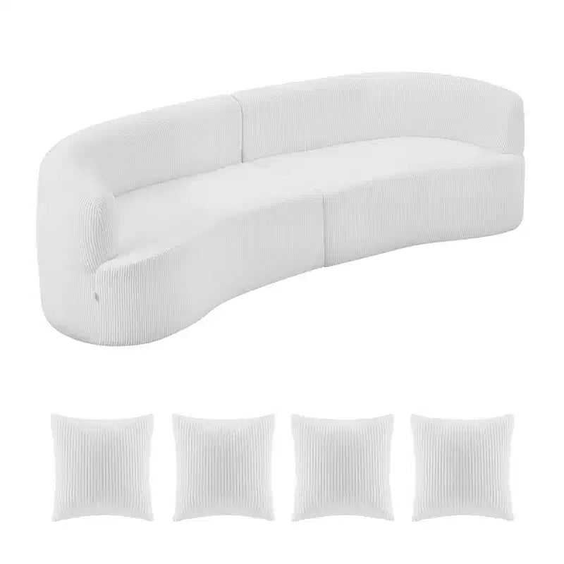 VEVOR Luxury Modern Cloud Plush Sectional Sofa, 112 Curved Modular Couch with 4 Pillows - Oversized Deep Seat Corduroy Fabric, White