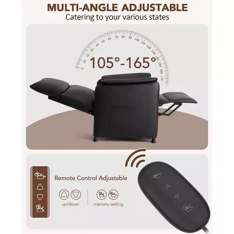 Electric Recliner Chair with Remote, Adjustable PU Leather, Thick Seat Cushion and BackrestModern Single Sofa for Living Room Seating