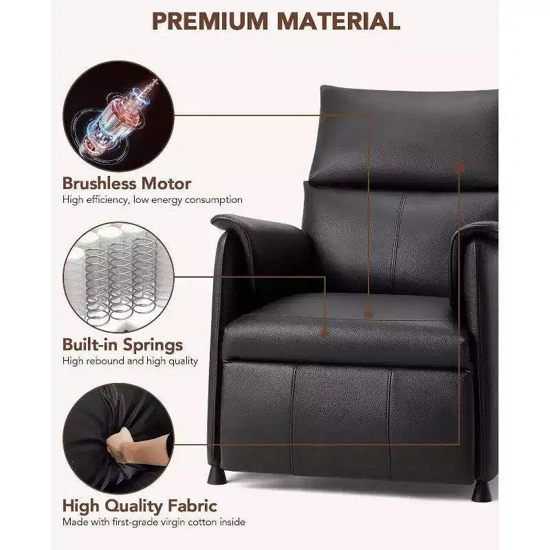 Electric Recliner Chair with Remote, Adjustable PU Leather, Thick Seat Cushion and BackrestModern Single Sofa for Living Room Seating