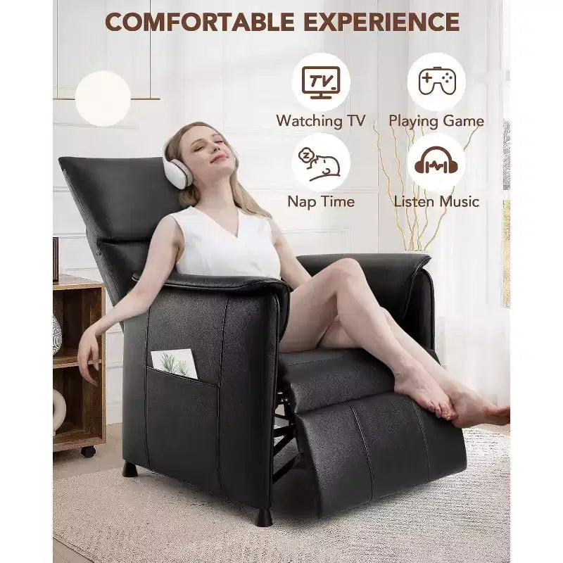 Electric Recliner Chair with Remote, Adjustable PU Leather, Thick Seat Cushion and BackrestModern Single Sofa for Living Room Seating