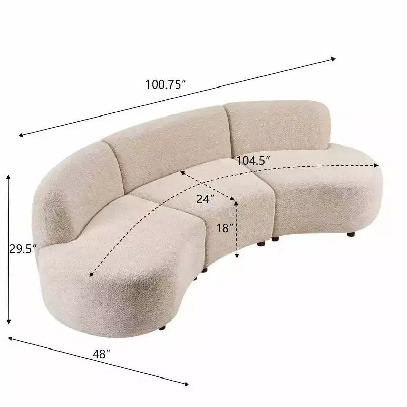 Christopher Knight Home Varo 100.75 Modern 3-Seater Wooden Boucle Upholstered Curved Sofa