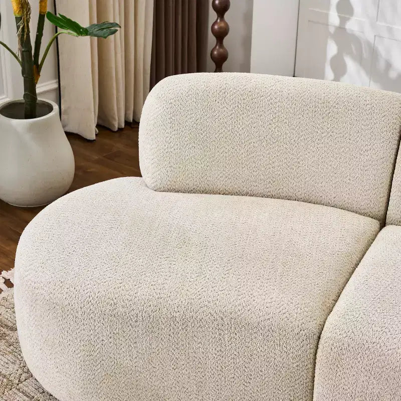 Christopher Knight Home Varo 100.75 Modern 3-Seater Wooden Boucle Upholstered Curved Sofa