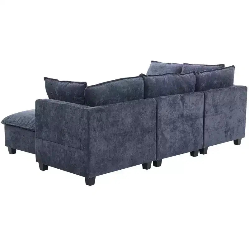 Whisen 90 U-shaped Sectional Sofa Modular Sofa Couch with a Movable Ottoman , a Coffee Table with Hidden Charging Devices