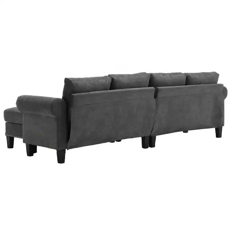 GDFStudio Yorin 106 Modern 4-Seater L-Shaped Velvet Upholstered Convertible Sleeper Sofa with Storage Ottoman