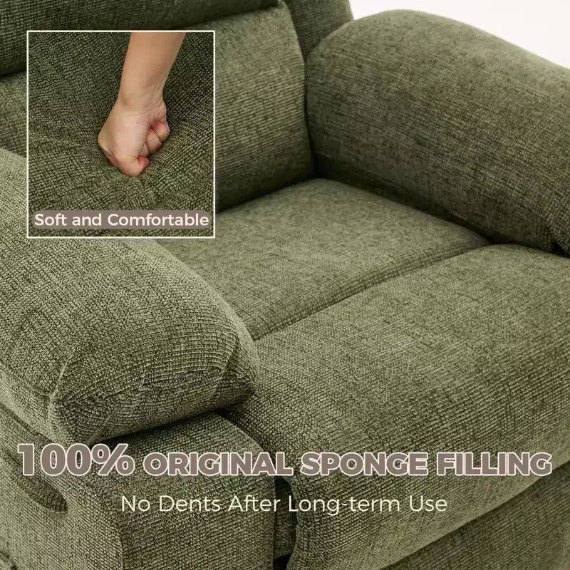 Swivel Rocker Recliner Chair for Adults with Massage and Heat, Oversized Linen Fabric Glider Nursery Chair with Deep Seat, High Backrest