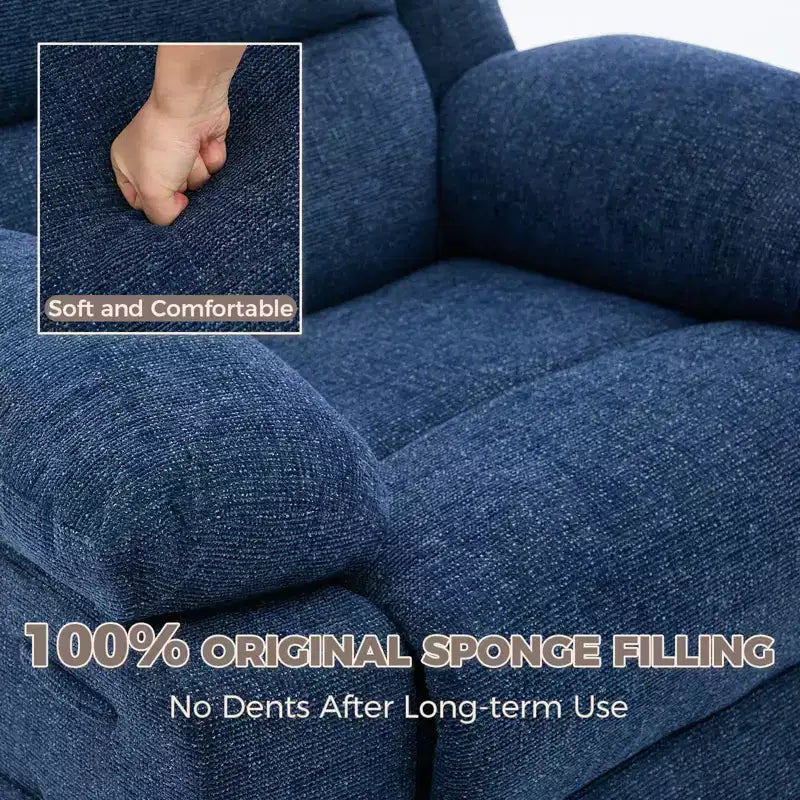 Swivel Rocker Recliner Chair for Adults with Massage and Heat, Oversized Linen Fabric Glider Nursery Chair with Deep Seat, High Backrest