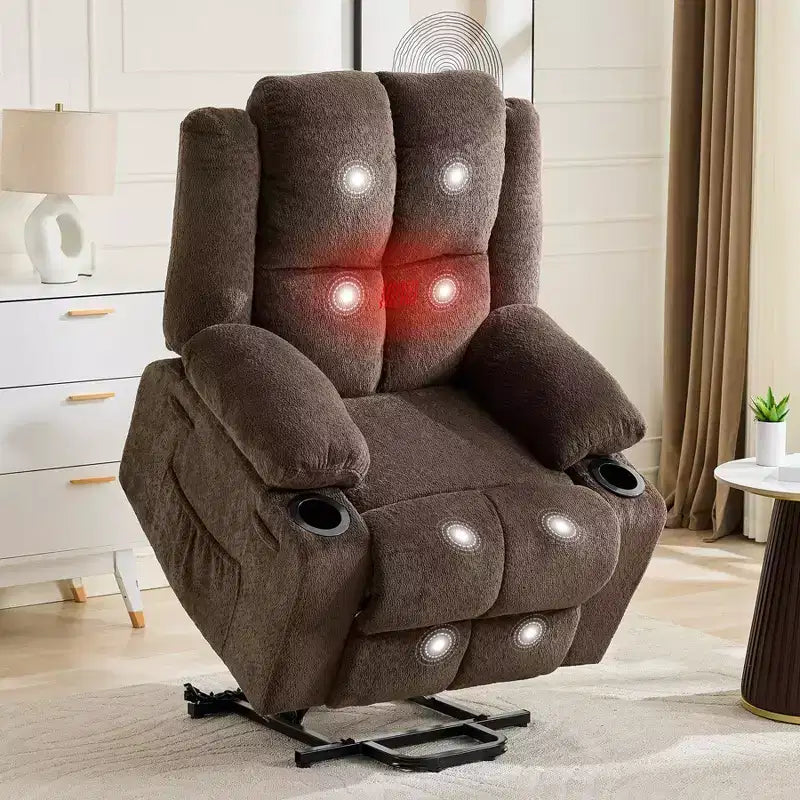 Sillón reclinable eléctrico con elevador, calor y masaje, sillón reclinable eléctrico de gran tamaño con bolsillo lateral, asiento individual para sala de estar
