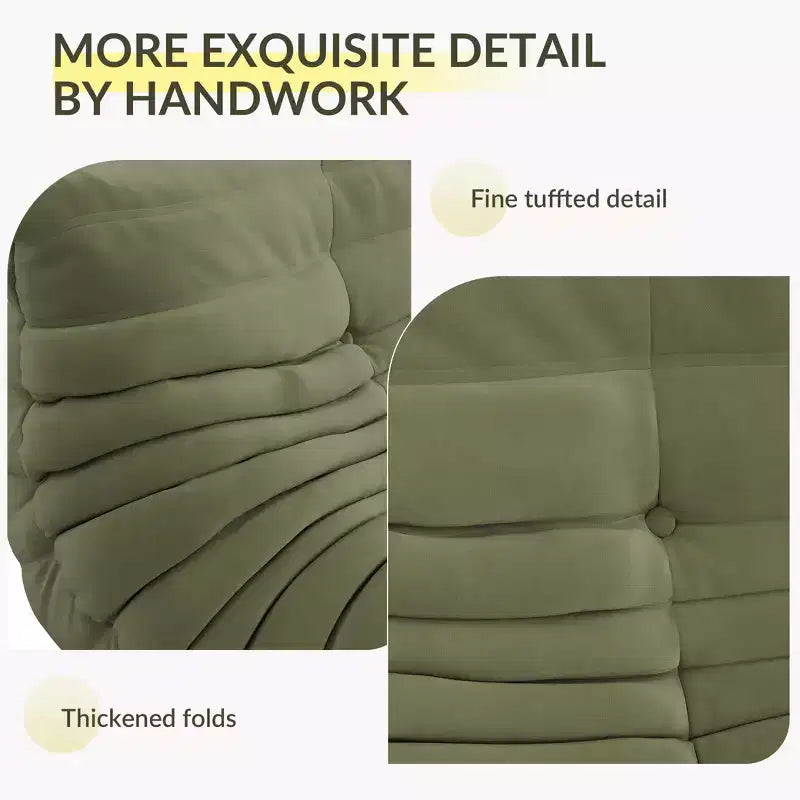 Sofa, Bean Bag Oversized Fireside Chair Two-Piece Set  Loveseat 40D High-Density Foam Faux Suede for Living Room/Bedroom/Office