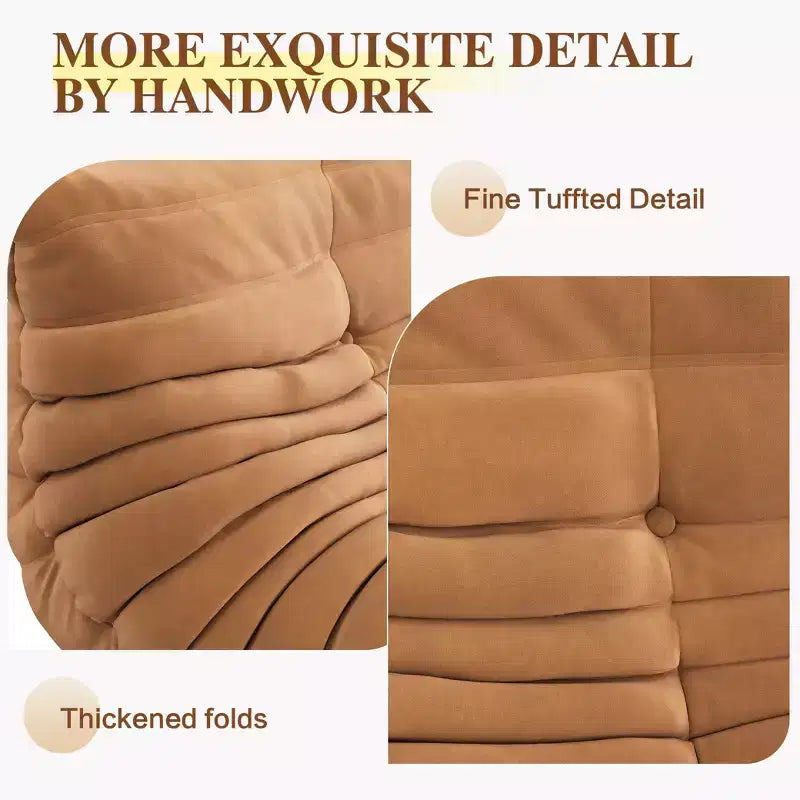 Sofa, Bean Bag Oversized Fireside Chair Two-Piece Set  Loveseat 40D High-Density Foam Faux Suede for Living Room/Bedroom/Office