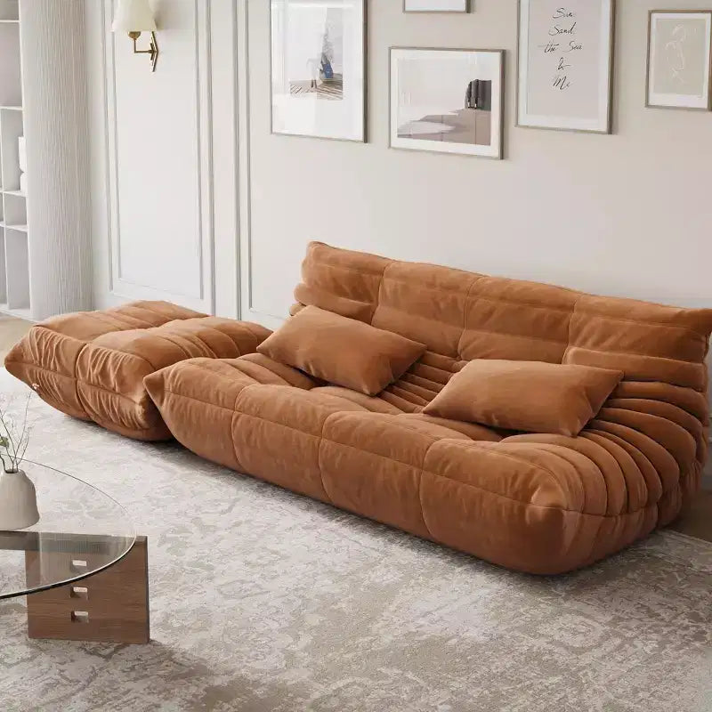 Sofá, puf, sillón grande de dos piezas, sofá biplaza, espuma de alta densidad 40D, ante sintético para sala de estar/dormitorio/oficina
