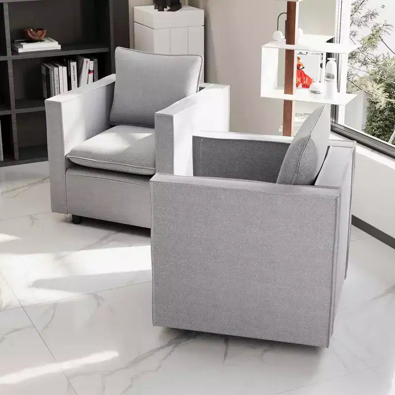 MAYEERTY Gray Single Sofa Chair Set of 2, Soft and Breathable Seat Cushion, Soft Armchair for Bedroom Reading Room