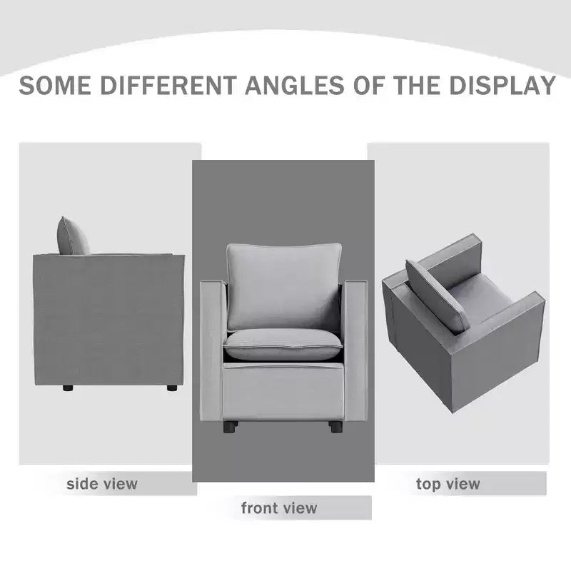 MAYEERTY Gray Single Sofa Chair Set of 2, Soft and Breathable Seat Cushion, Soft Armchair for Bedroom Reading Room