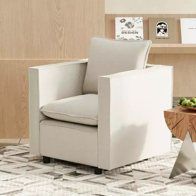MAYEERTY Beige Single Sofa Chair, Decorative Chairs with Soft Seat Cushion Armchairs for Reading Room Living Room