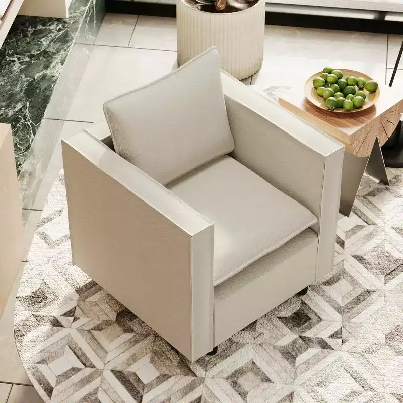MAYEERTY Beige Single Sofa Chair, Decorative Chairs with Soft Seat Cushion Armchairs for Reading Room Living Room