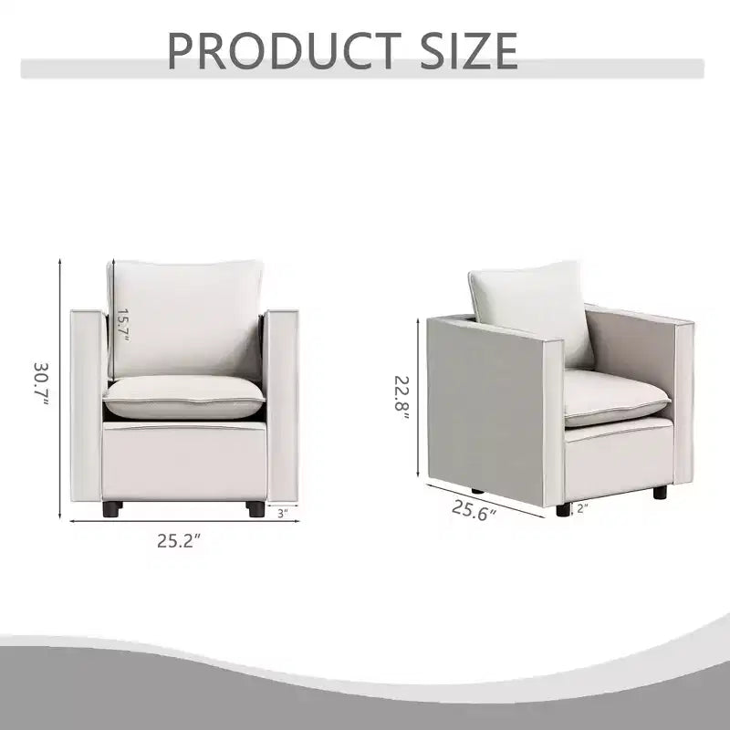 MAYEERTY Beige Single Sofa Chair, Decorative Chairs with Soft Seat Cushion Armchairs for Reading Room Living Room