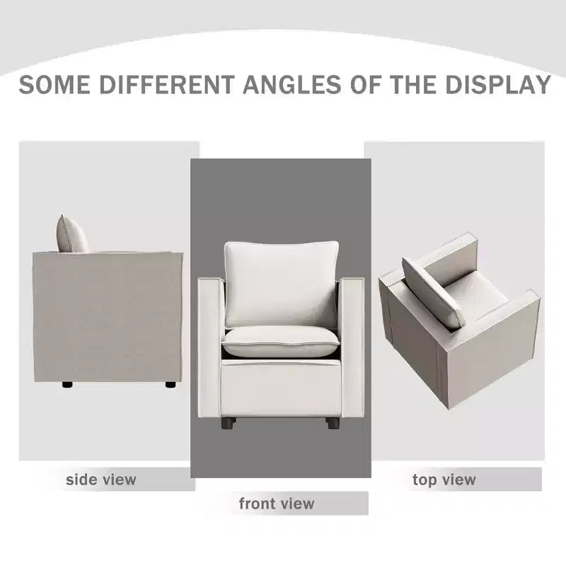 MAYEERTY Beige Single Sofa Chair, Decorative Chairs with Soft Seat Cushion Armchairs for Reading Room Living Room