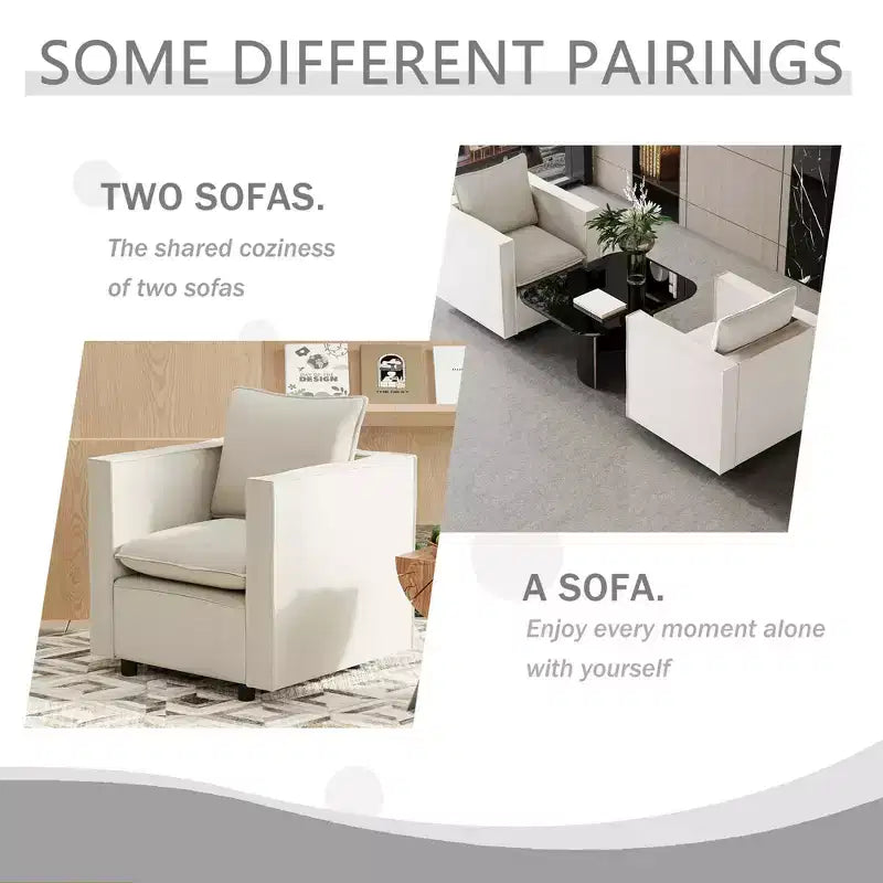 MAYEERTY Beige Single Sofa Chair, Decorative Chairs with Soft Seat Cushion Armchairs for Reading Room Living Room