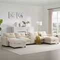 Whisen 136'' Modular U-Shaped Sectional Sofa with Console, Cup Holder, Movable Storage Ottoman
