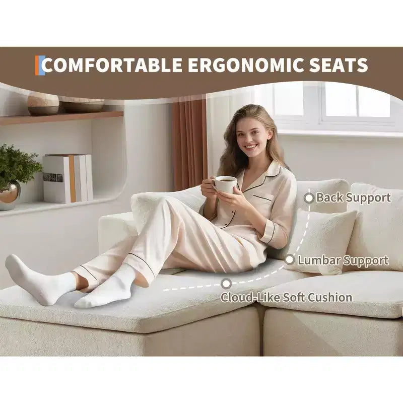 Sofa, Modular Sectional 140 U-Shaped  Cloud Boneless Couch with Double Chaise/Ottoman Chenille Memory Foam Pillows for Living Room