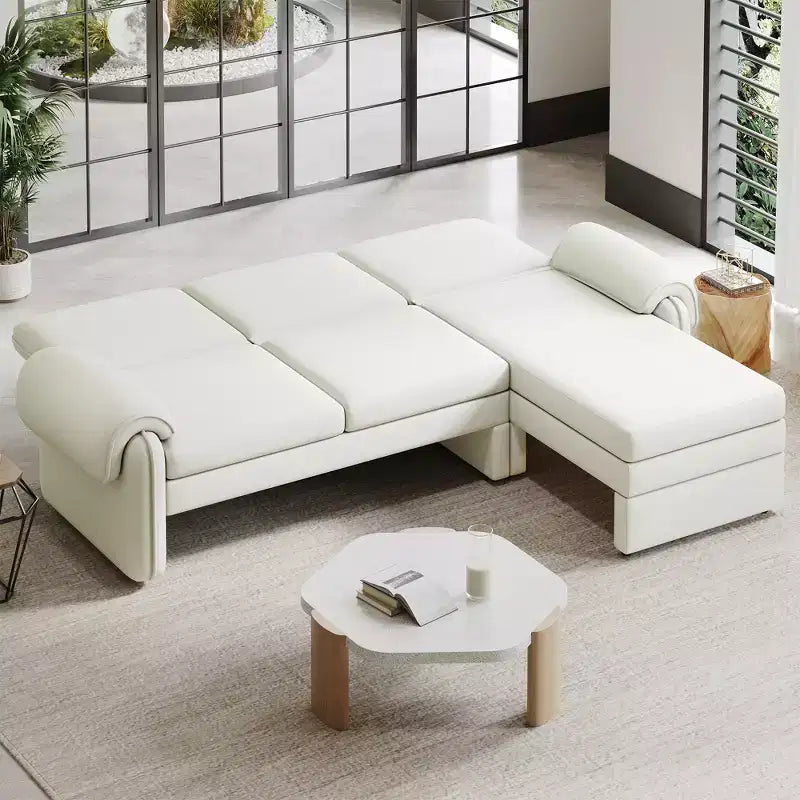 94 Modern L-Shaped Sofa, Sectional Sofa With Convertible Chaise, 90-180 Adjustable Backrest