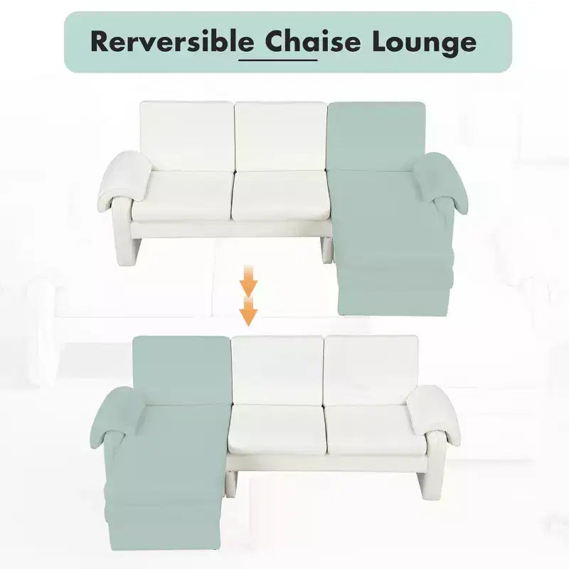 94 Modern L-Shaped Sofa, Sectional Sofa With Convertible Chaise, 90-180 Adjustable Backrest